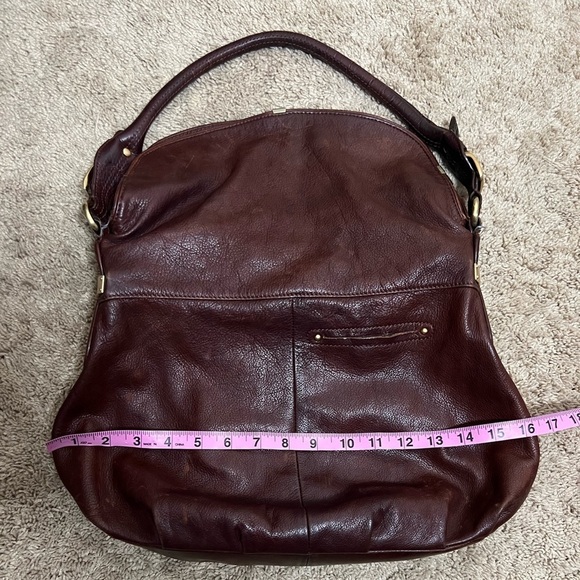 B. Makowsky Brown Leather Shoulder Bag Tote Purse - Picture 7 of 15